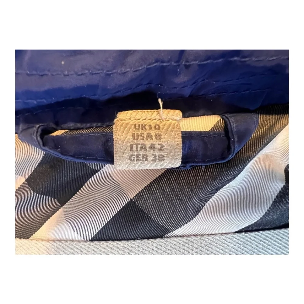 Burberry Brit Royal Blue Trench Coat Zip-In Hood Belted Women’s Size 8 - Picture 5 of 16